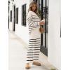 imageANRABESS Women 2 Piece Outfits Oversized Loose Waffle Knit Sweater Set 2025 Fall Trendy Matching Lounge Sets Cozy ClothesStripes Khaki