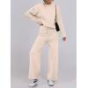 imageANRABESS Women 2 Piece Outfits Sweater Sets Cable Knit Long Sleeve Pullover and Wide Leg Pants Tracksuit Lounge Matching SetApricot