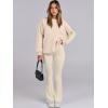 imageANRABESS Women 2 Piece Sweatsuits Lounge Set Oversized Fleece Crewneck Sweatshirts Flare Pants 2025 Fall Outfits ClothesBeige
