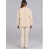 imageANRABESS Women 2 Piece Sweatsuits Lounge Set Oversized Fleece Crewneck Sweatshirts Flare Pants 2025 Fall Outfits ClothesBeige