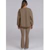 imageANRABESS Women 2 Piece Sweatsuits Lounge Set Oversized Fleece Crewneck Sweatshirts Flare Pants 2025 Fall Outfits ClothesBrown