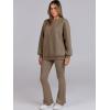 imageANRABESS Women 2 Piece Sweatsuits Lounge Set Oversized Fleece Crewneck Sweatshirts Flare Pants 2025 Fall Outfits ClothesBrown