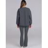 imageANRABESS Women 2 Piece Sweatsuits Lounge Set Oversized Fleece Crewneck Sweatshirts Flare Pants 2025 Fall Outfits ClothesDeep Grey