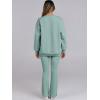 imageANRABESS Women 2 Piece Sweatsuits Lounge Set Oversized Fleece Crewneck Sweatshirts Flare Pants 2025 Fall Outfits ClothesLightgreen