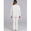 imageANRABESS Women 2 Piece Sweatsuits Lounge Set Oversized Fleece Crewneck Sweatshirts Flare Pants 2025 Fall Outfits ClothesWhite