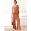imageANRABESS Womens 2 Piece Outfits Linen Pants Jumpsuit Matching Lounge Set Casual Summer Beach Vacation Trendy Clothes Rust XXLarge