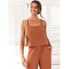 imageANRABESS Womens 2 Piece Outfits Linen Pants Jumpsuit Matching Lounge Set Casual Summer Beach Vacation Trendy Clothes Rust XXLarge