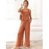 imageANRABESS Womens 2 Piece Outfits Linen Pants Jumpsuit Matching Lounge Set Casual Summer Beach Vacation Trendy Clothes Rust XXLarge