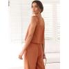 imageANRABESS Womens 2 Piece Outfits Linen Pants Jumpsuit Matching Lounge Set Casual Summer Beach Vacation Trendy Clothes Rust XXLarge