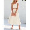 imageANRABESS Womens 2 Pieces Outfits One Shoulder Smocked Crop Top ampamp High Waist Long Skirt Dress Set with PocketsBeige