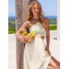 imageANRABESS Womens 2 Pieces Outfits One Shoulder Smocked Crop Top ampamp High Waist Long Skirt Dress Set with PocketsBeige