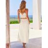 imageANRABESS Womens 2 Pieces Outfits One Shoulder Smocked Crop Top ampamp High Waist Long Skirt Dress Set with PocketsBeige