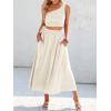 imageANRABESS Womens 2 Pieces Outfits One Shoulder Smocked Crop Top ampamp High Waist Long Skirt Dress Set with PocketsBeige