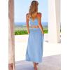 imageANRABESS Womens 2 Pieces Outfits One Shoulder Smocked Crop Top ampamp High Waist Long Skirt Dress Set with PocketsBlue