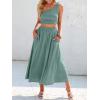 imageANRABESS Womens 2 Pieces Outfits One Shoulder Smocked Crop Top ampamp High Waist Long Skirt Dress Set with PocketsCyan