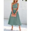 imageANRABESS Womens 2 Pieces Outfits One Shoulder Smocked Crop Top ampamp High Waist Long Skirt Dress Set with PocketsCyan