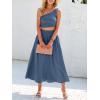 imageANRABESS Womens 2 Pieces Outfits One Shoulder Smocked Crop Top ampamp High Waist Long Skirt Dress Set with PocketsDeep Blue