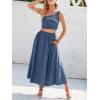 imageANRABESS Womens 2 Pieces Outfits One Shoulder Smocked Crop Top ampamp High Waist Long Skirt Dress Set with PocketsDeep Blue