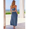 imageANRABESS Womens 2 Pieces Outfits One Shoulder Smocked Crop Top ampamp High Waist Long Skirt Dress Set with PocketsDeep Blue