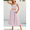 imageANRABESS Womens 2 Pieces Outfits One Shoulder Smocked Crop Top ampamp High Waist Long Skirt Dress Set with PocketsFloral Camo