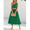 imageANRABESS Womens 2 Pieces Outfits One Shoulder Smocked Crop Top ampamp High Waist Long Skirt Dress Set with PocketsGreen