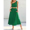 imageANRABESS Womens 2 Pieces Outfits One Shoulder Smocked Crop Top ampamp High Waist Long Skirt Dress Set with PocketsGreen