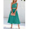 imageANRABESS Womens 2 Pieces Outfits One Shoulder Smocked Crop Top ampamp High Waist Long Skirt Dress Set with PocketsLake
