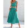 imageANRABESS Womens 2 Pieces Outfits One Shoulder Smocked Crop Top ampamp High Waist Long Skirt Dress Set with PocketsLake