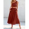 imageANRABESS Womens 2 Pieces Outfits One Shoulder Smocked Crop Top ampamp High Waist Long Skirt Dress Set with PocketsMaroon