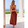 imageANRABESS Womens 2 Pieces Outfits One Shoulder Smocked Crop Top ampamp High Waist Long Skirt Dress Set with PocketsMaroon