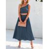 imageANRABESS Womens 2 Pieces Outfits One Shoulder Smocked Crop Top ampamp High Waist Long Skirt Dress Set with PocketsNavy Blue