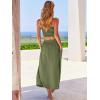 imageANRABESS Womens 2 Pieces Outfits One Shoulder Smocked Crop Top ampamp High Waist Long Skirt Dress Set with PocketsOlive