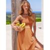 imageANRABESS Womens 2 Pieces Outfits One Shoulder Smocked Crop Top ampamp High Waist Long Skirt Dress Set with PocketsOrange