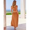 imageANRABESS Womens 2 Pieces Outfits One Shoulder Smocked Crop Top ampamp High Waist Long Skirt Dress Set with PocketsOrange