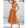 imageANRABESS Womens 2 Pieces Outfits One Shoulder Smocked Crop Top ampamp High Waist Long Skirt Dress Set with PocketsOrange
