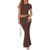 imageANRABESS Skirt Sets for Women 2 Piece Outfits 2025 Summer Crop Top Fold Over Maxi Skirt Set Going Out Dress Casual TrendyBrown