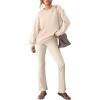 imageANRABESS Women 2 Piece Sweatsuits Lounge Set Oversized Fleece Crewneck Sweatshirts Flare Pants 2025 Fall Outfits ClothesBeige