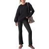 imageANRABESS Women 2 Piece Sweatsuits Lounge Set Oversized Fleece Crewneck Sweatshirts Flare Pants 2025 Fall Outfits ClothesBlack