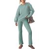 imageANRABESS Women 2 Piece Sweatsuits Lounge Set Oversized Fleece Crewneck Sweatshirts Flare Pants 2025 Fall Outfits ClothesLightgreen