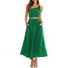 imageANRABESS Womens 2 Pieces Outfits One Shoulder Smocked Crop Top ampamp High Waist Long Skirt Dress Set with PocketsGreen