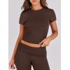 imageANRABESS Lounge Sets for Women 2 Piece Foldover Yoga Flare Leggings Pants Crop Tops Casual Y2K Outfits Matching Tracksuit SetBrown
