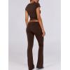imageANRABESS Lounge Sets for Women 2 Piece Foldover Yoga Flare Leggings Pants Crop Tops Casual Y2K Outfits Matching Tracksuit SetBrown