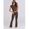 imageANRABESS Lounge Sets for Women 2 Piece Foldover Yoga Flare Leggings Pants Crop Tops Casual Y2K Outfits Matching Tracksuit SetDeep Coffee