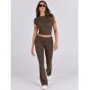imageANRABESS Lounge Sets for Women 2 Piece Foldover Yoga Flare Leggings Pants Crop Tops Casual Y2K Outfits Matching Tracksuit SetDeep Coffee