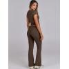 imageANRABESS Lounge Sets for Women 2 Piece Foldover Yoga Flare Leggings Pants Crop Tops Casual Y2K Outfits Matching Tracksuit SetDeep Coffee