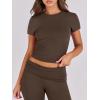 imageANRABESS Lounge Sets for Women 2 Piece Foldover Yoga Flare Leggings Pants Crop Tops Casual Y2K Outfits Matching Tracksuit SetDeep Coffee