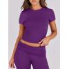 imageANRABESS Lounge Sets for Women 2 Piece Foldover Yoga Flare Leggings Pants Crop Tops Casual Y2K Outfits Matching Tracksuit SetDeep Purple