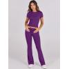 imageANRABESS Lounge Sets for Women 2 Piece Foldover Yoga Flare Leggings Pants Crop Tops Casual Y2K Outfits Matching Tracksuit SetDeep Purple