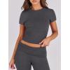 imageANRABESS Lounge Sets for Women 2 Piece Foldover Yoga Flare Leggings Pants Crop Tops Casual Y2K Outfits Matching Tracksuit SetGray