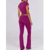 imageANRABESS Lounge Sets for Women 2 Piece Foldover Yoga Flare Leggings Pants Crop Tops Casual Y2K Outfits Matching Tracksuit SetHot Pink